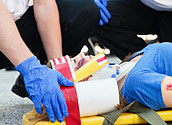 Woman on a gurney after an accident